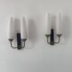 Pair of vintage double wall lights, brass and opaline, France 1950