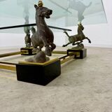 Old brass and gilded bronze table horses design from the 70s vintage Horses