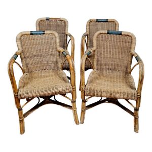 Série de 4 fauteuils - bambou