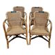Série de 4 fauteuils Vintage en rotin et bambou vers 1970