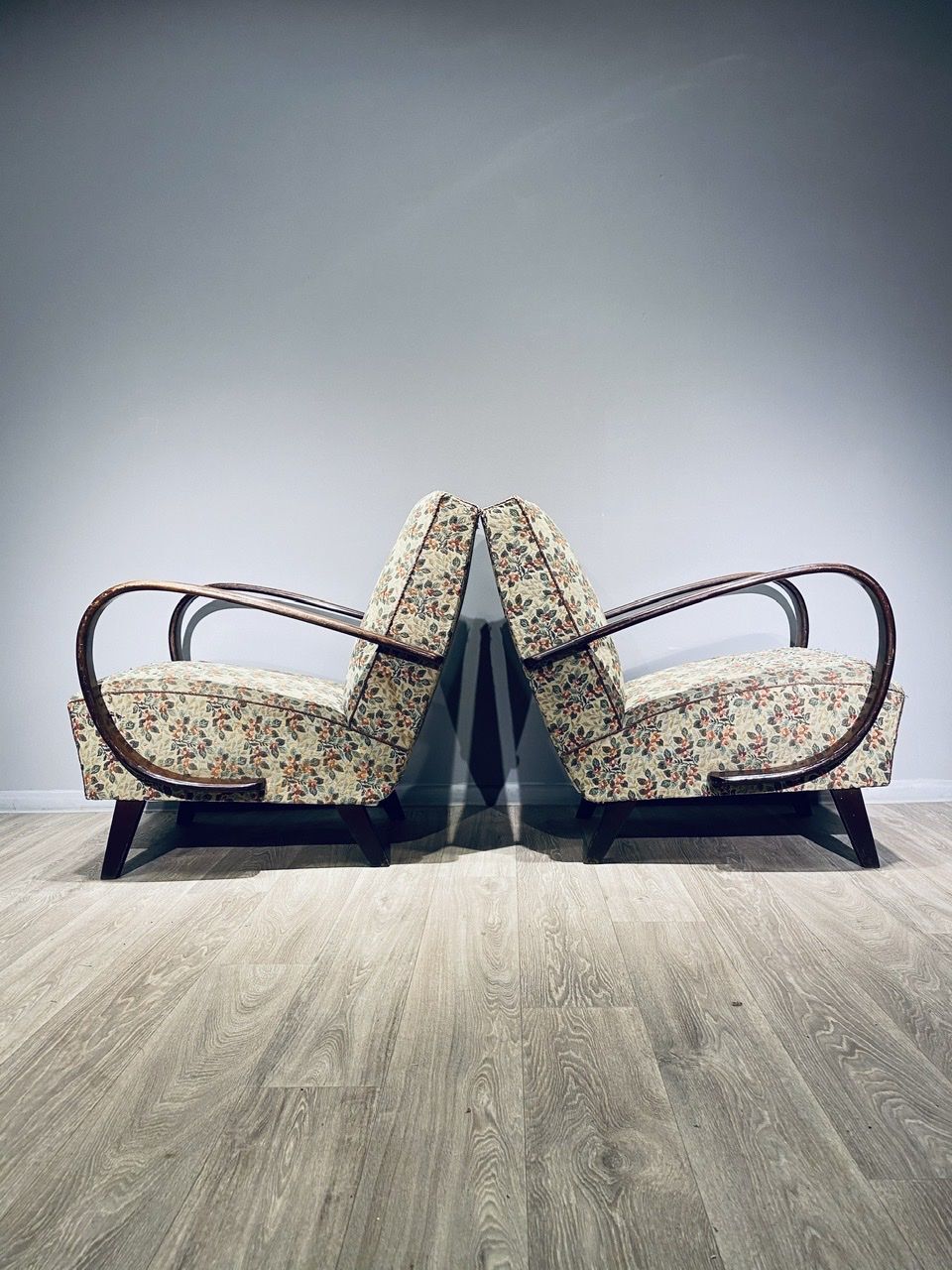 Paire de fauteuils vintage Halabala H 227 Art Déco