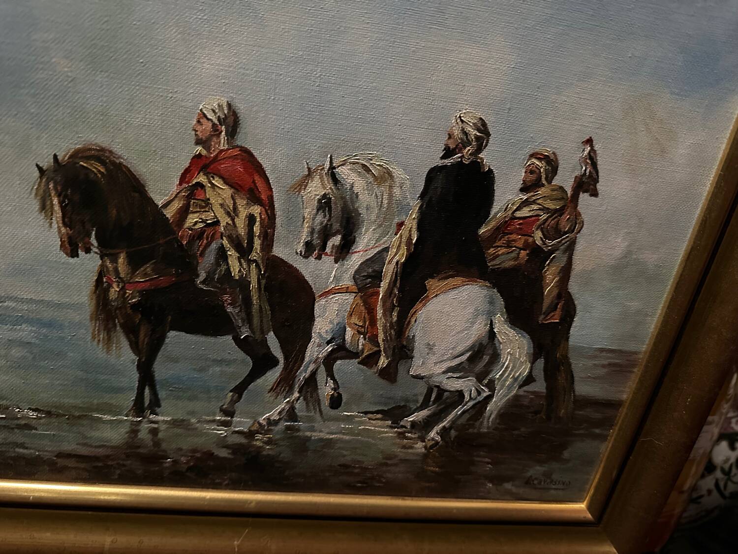 Louis Casavino (1921-1998) Oil on canvas "The falcon hunt"