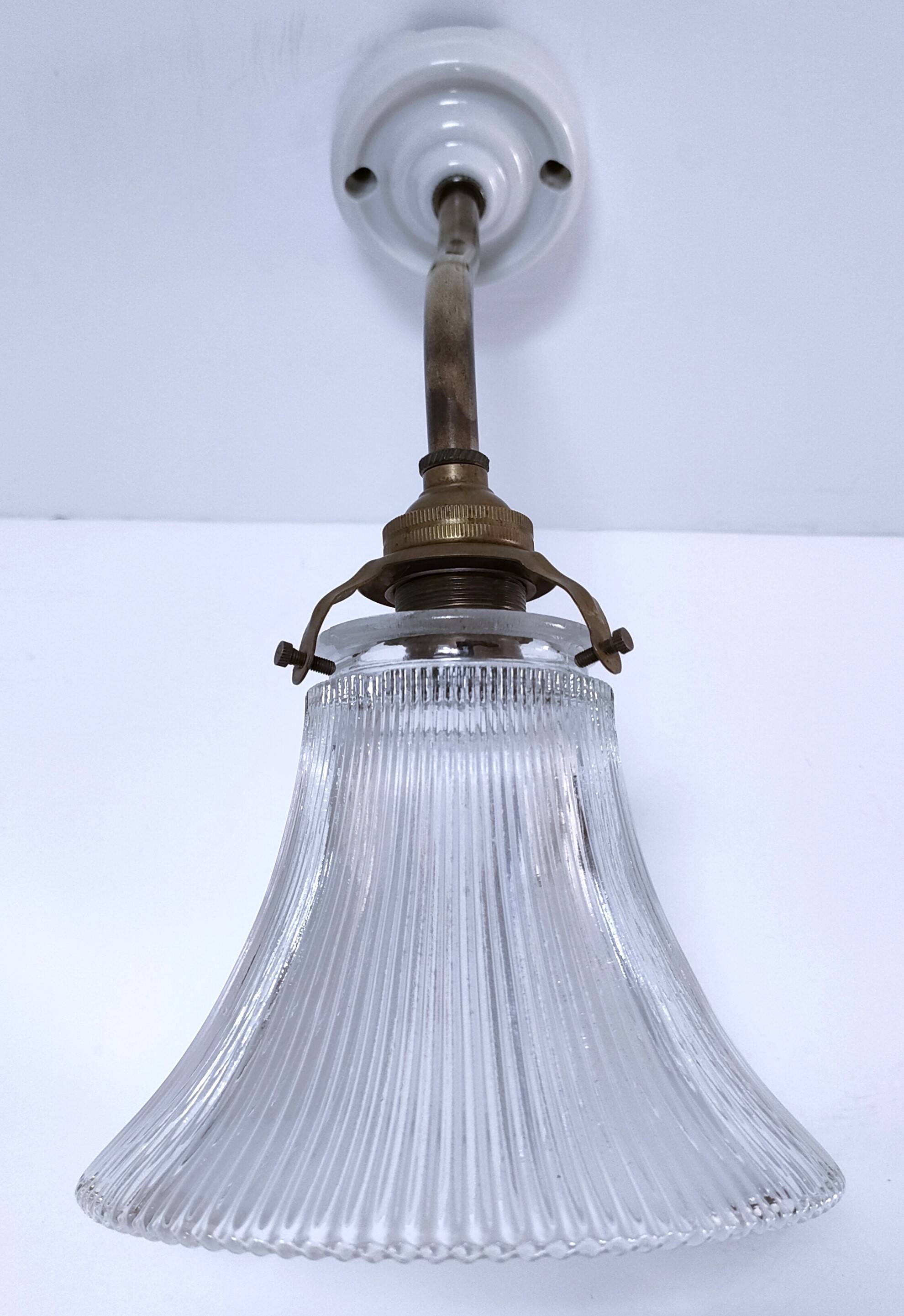 Brass porcelain glass wall light 1900