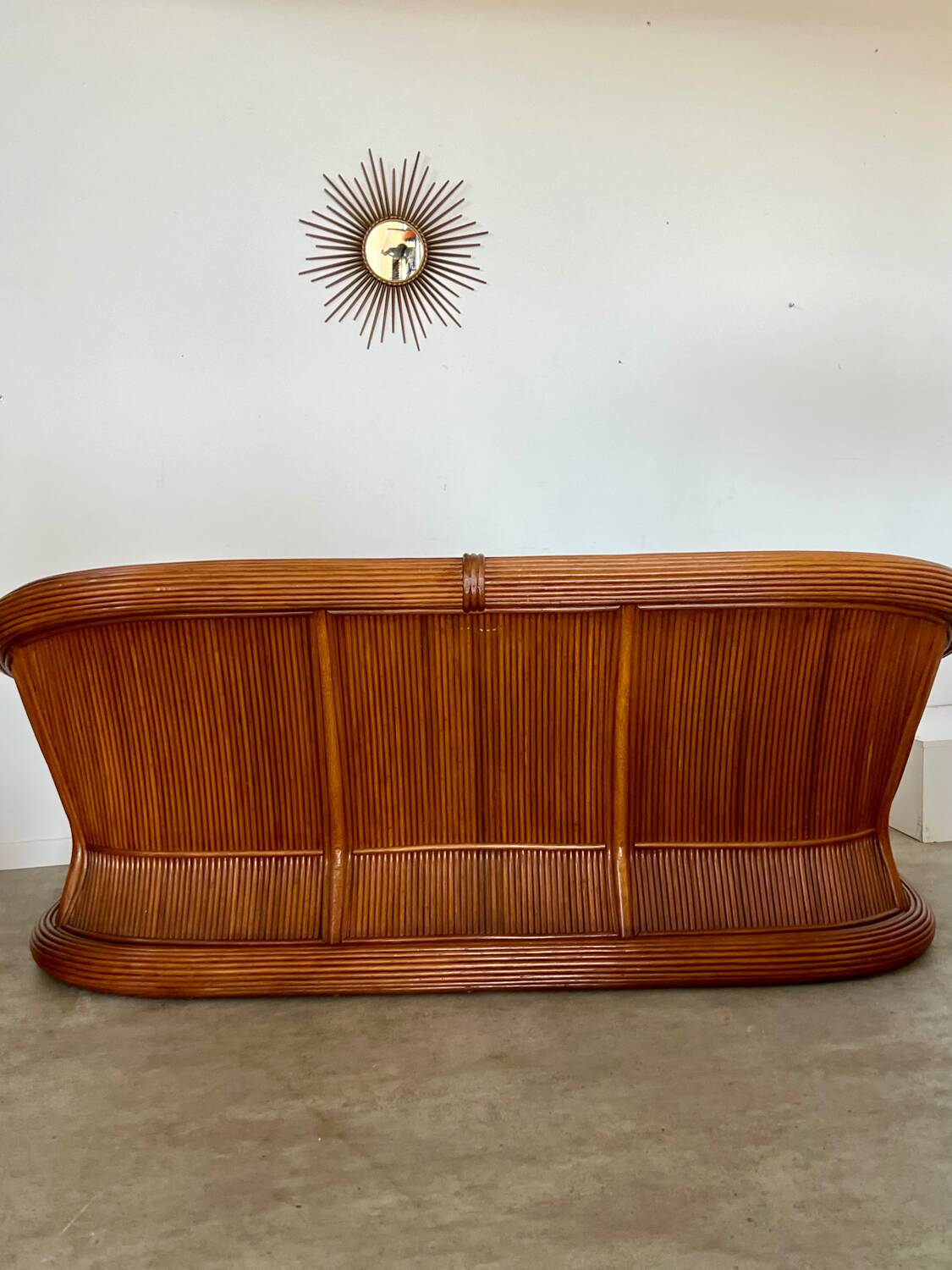 Ancien canapé 3 en rotin design italien des années 70 vintage