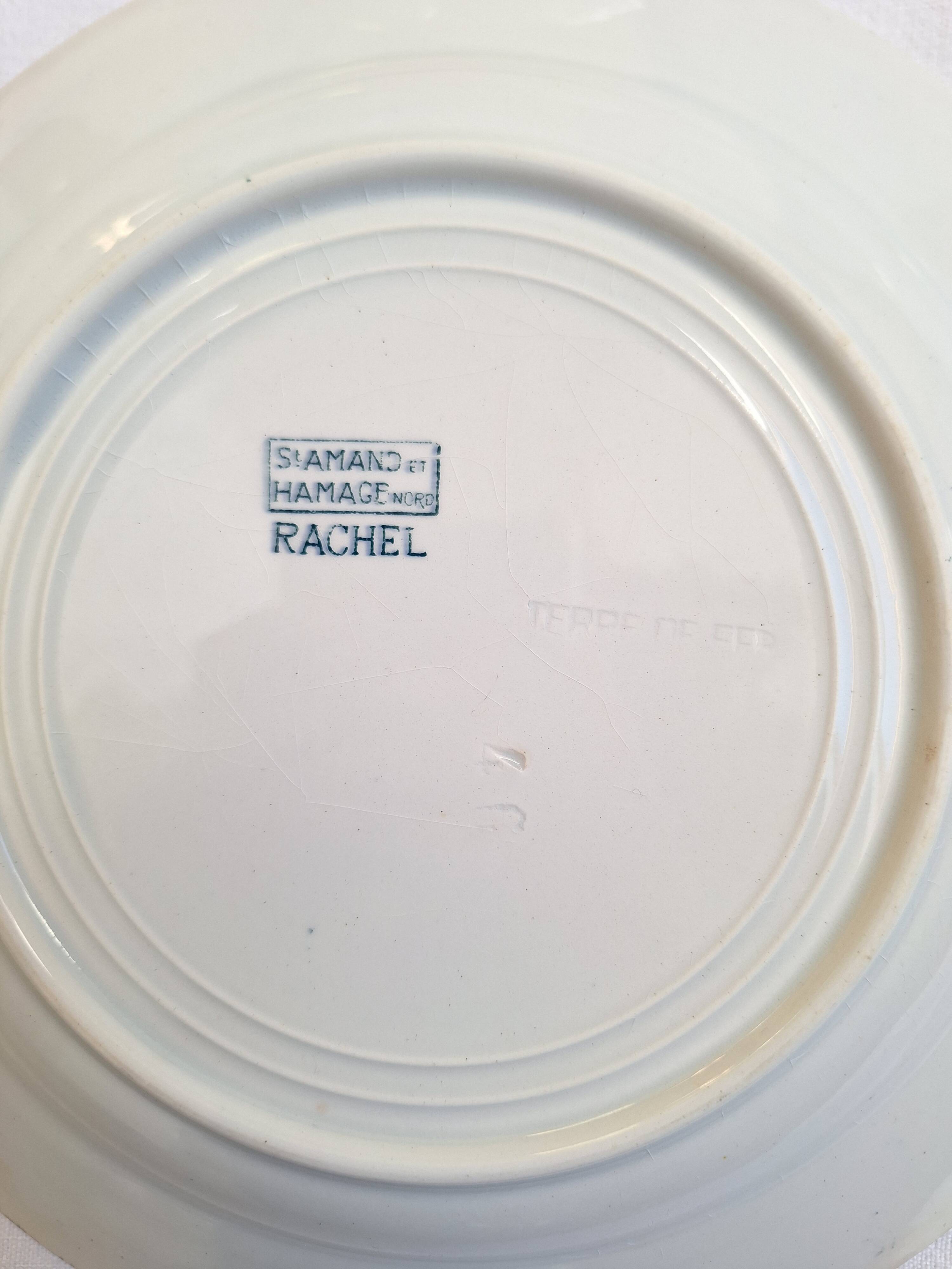 Orange and blue deep plates HBCM and St Amand.