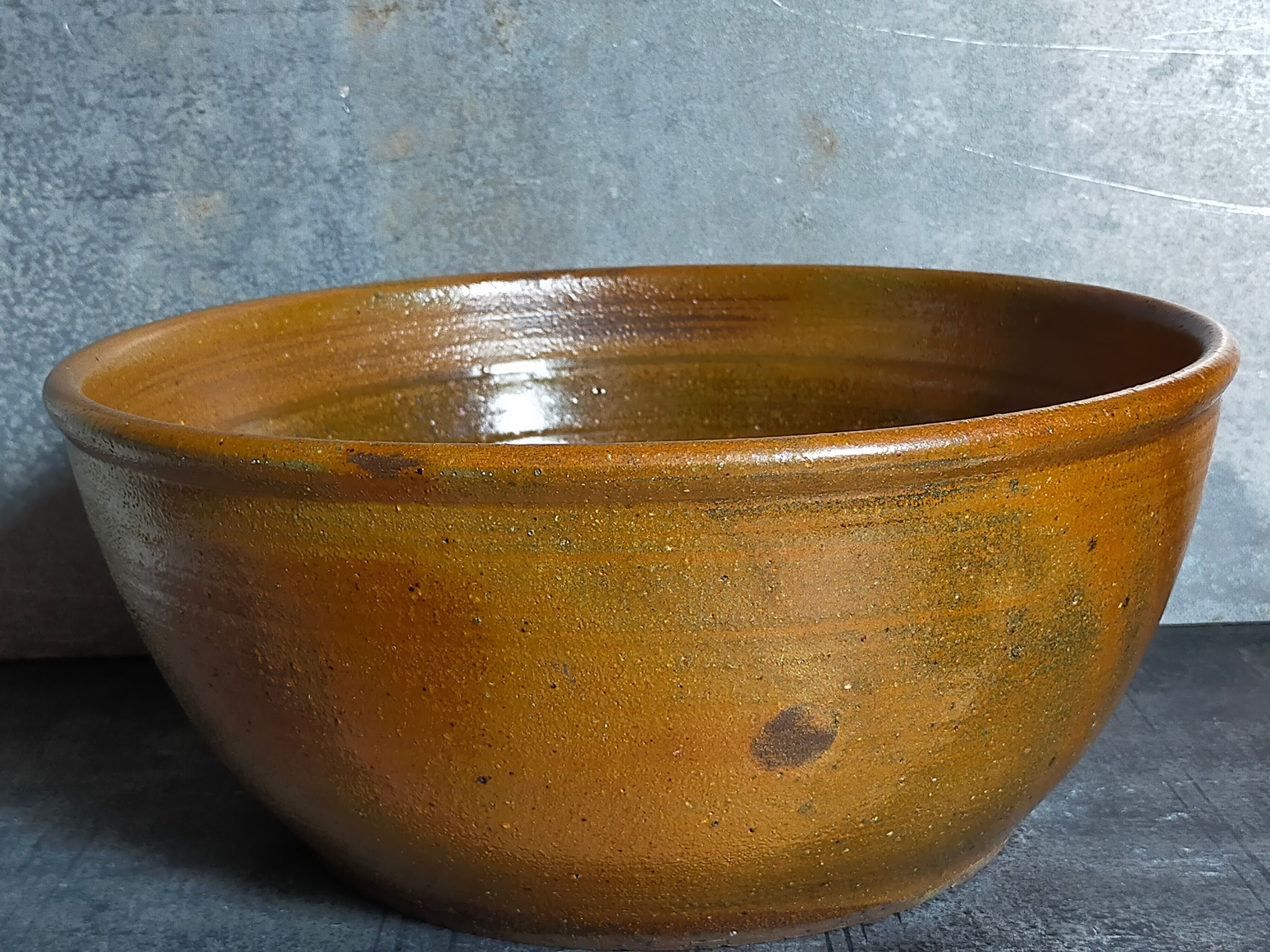 Salad bowl -potter's jatte in enamelled stoneware XXL vintage 30 cm