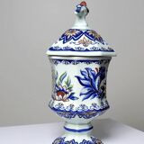 Small pot on foot with lid Vieux Rhodes, Boch Belgium, vintage