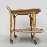 Bamboo serving trolley on castors