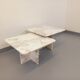 Pair of vintage nesting coffee tables in white marble from the 1970s.