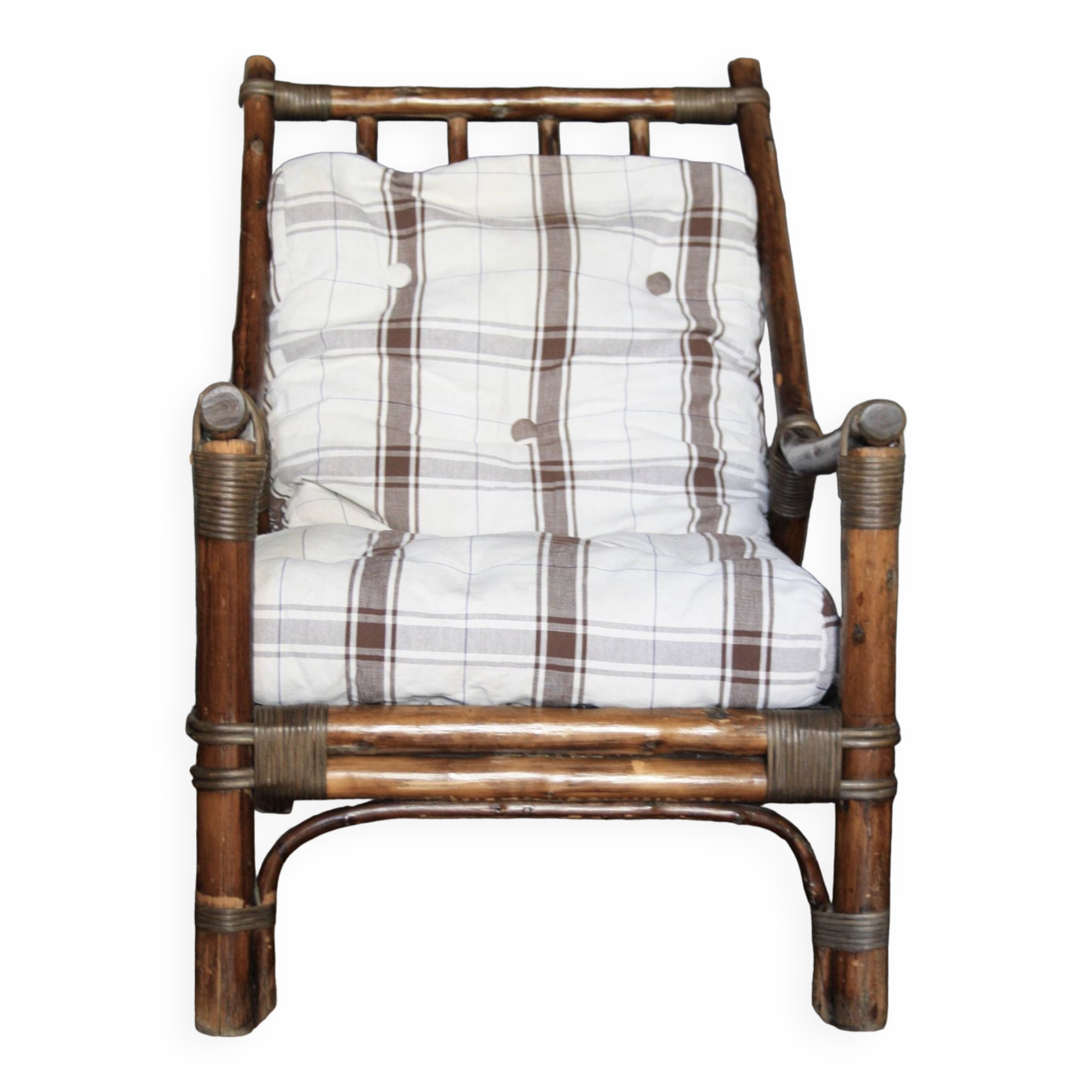 Vintage bamboo and rattan armchair