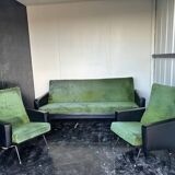Vintage 70s green moumoute sofa and armchair