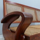 Mid century 3 seater sofa / bench teak wood and Vienna 1950s