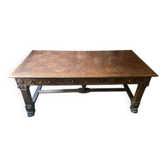 Bureau / Table ancienne en bois sculpté