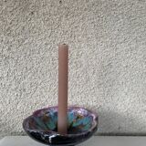 Flamed enamelled ceramic candle holder