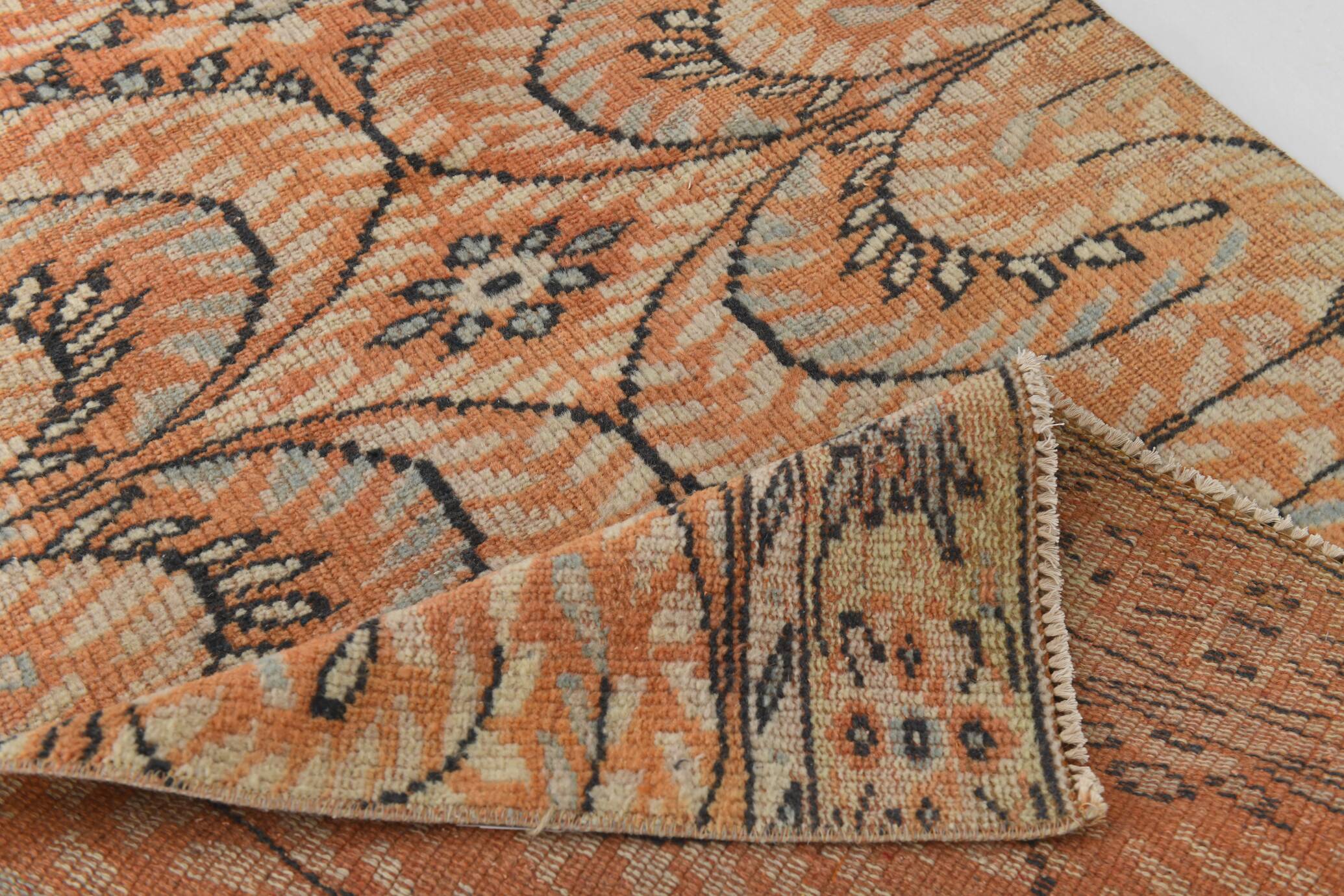 Brunt Orange Scandi Style Vintage Persian Runner Rug, 90x284 Cm