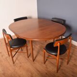 Table Ronde & 4 Chaises Victor Wilkins restauré en teck 1960s Retro G Plan Fresco