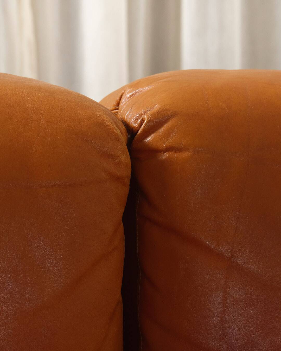 Paione modular sofa in brown leather, Claudio Salocchi, 1960s