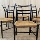 Série de 6 chaises en bois & cordes - italie 1960