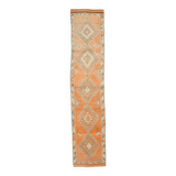 3x12 Soft Orange Geometric Vintage Runner Rug, 81x378Cm