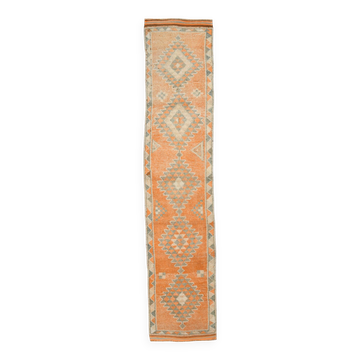 3x12 Soft Orange Geometric Vintage Runner Rug, 81x378Cm
