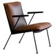 Modernist Dutch lounge chair in enamelled steel and leather from the 1950s.