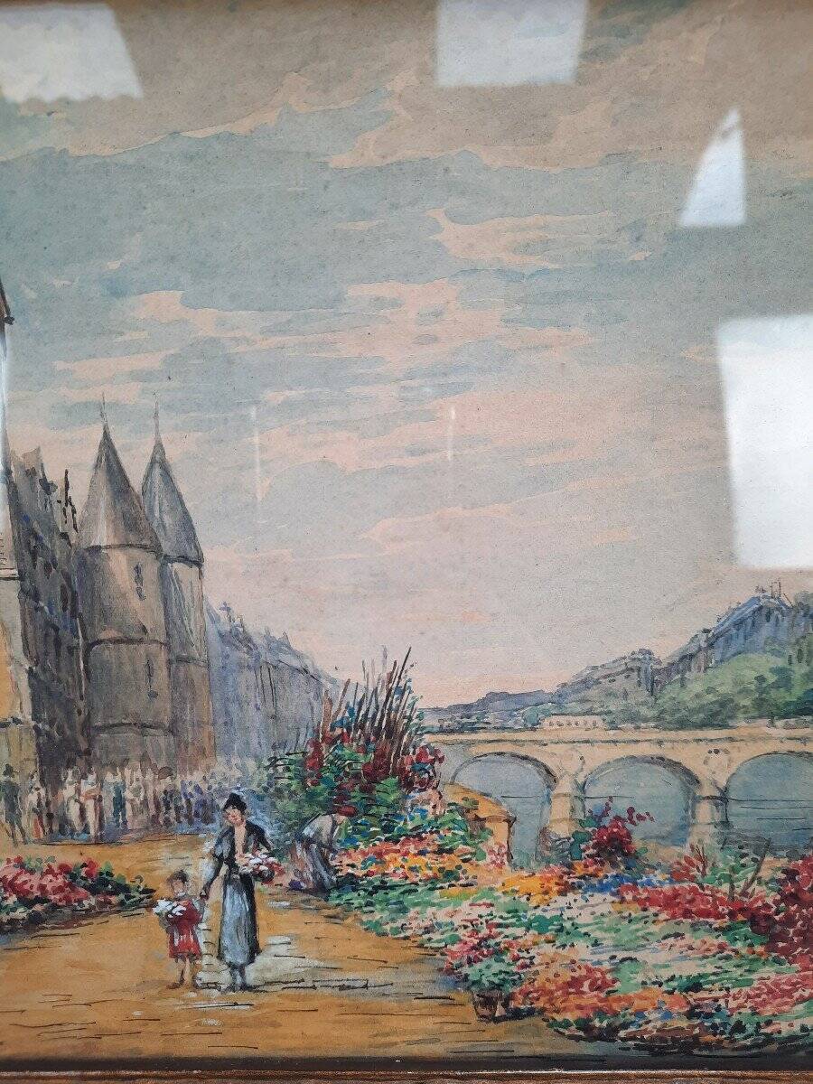 Tableau du marché aux fleurs français du milieu du siècle