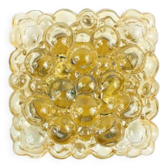 Grand plafonnier/encastré en verre à bulles ambré par Helena Tynell pour Limburg, Allemagne, années 1960