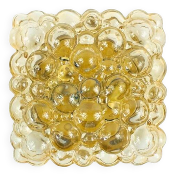Large Amber Bubble Glass Ceiling Light/Flush Mount by Helena Tynell for Limburg, Germany, 1960s