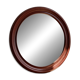 Round vintage mirror with mahogany wood effect frame.