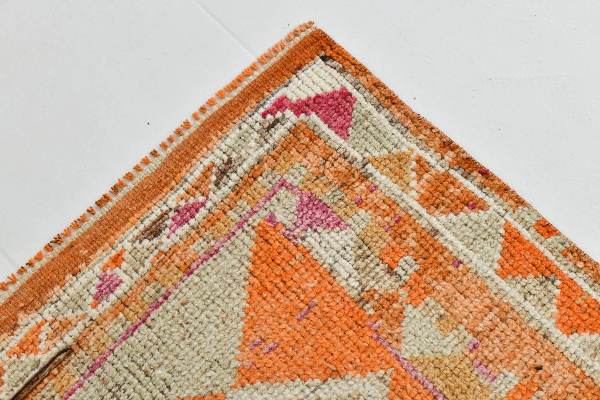 3x13 Runner Peach & Pink Handmade Long Hallway Vintage Runner Rug,79x399 Cm