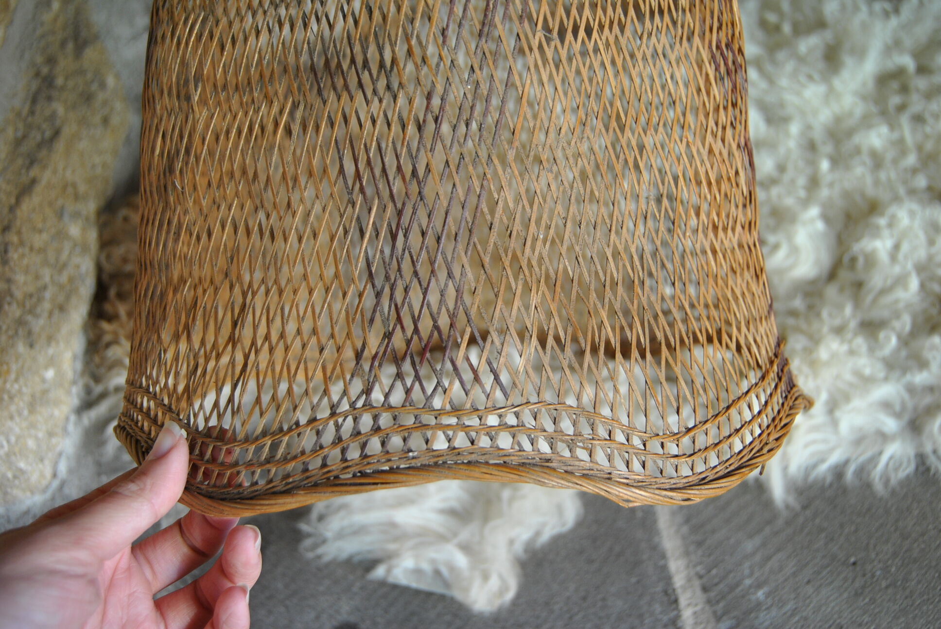 Braided raffia lampshade - Vintage authentic 70s