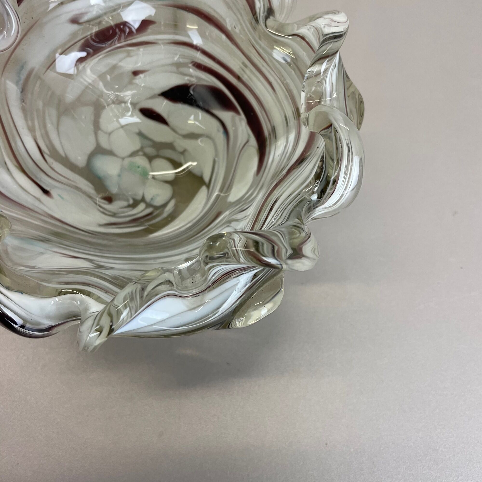 Murano Glass 1,1kg "FLORAL" Bowl Element Shell Ashtray Murano, Italy 1970s