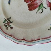 Antique Lunéville plate – floral and insect decoration – circa 1840–1860