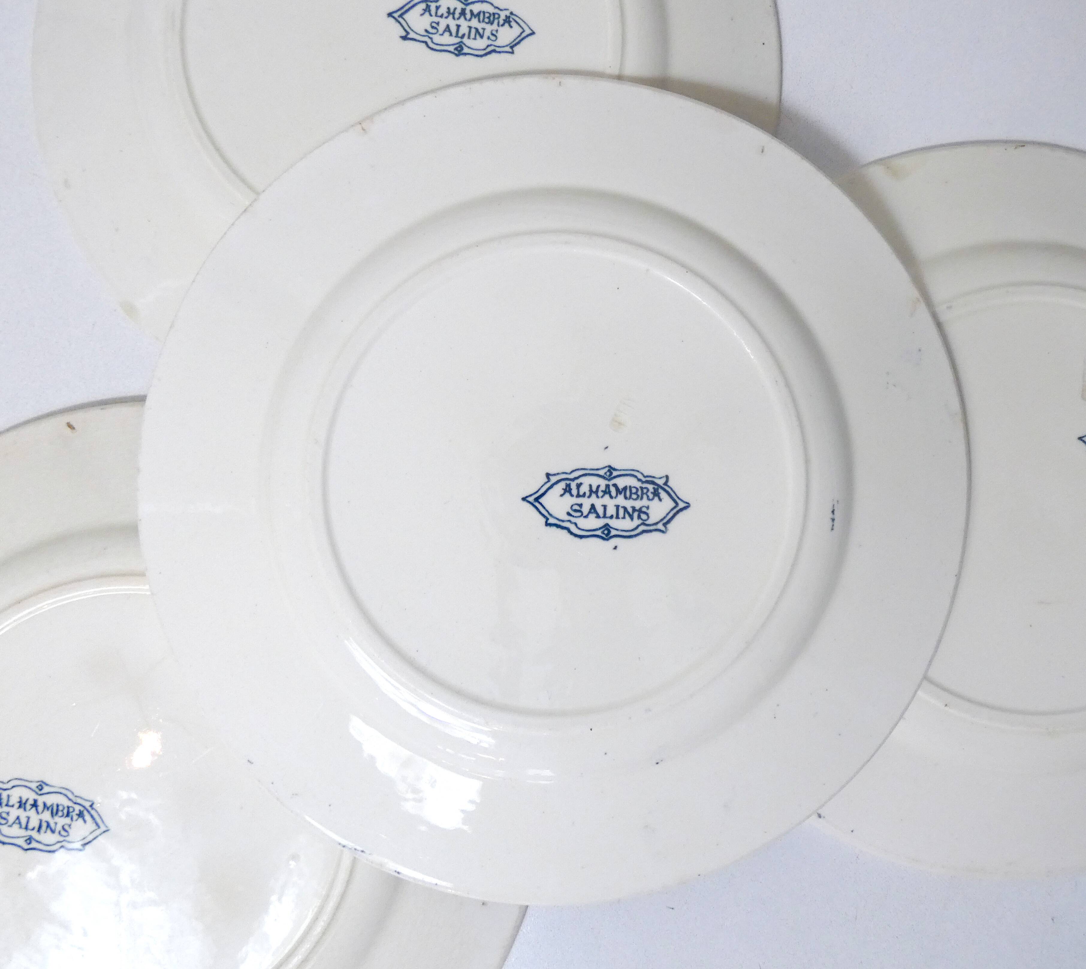 Terre de fer 8 Art Deco flat plates ALHAMBRA model blue SALINS