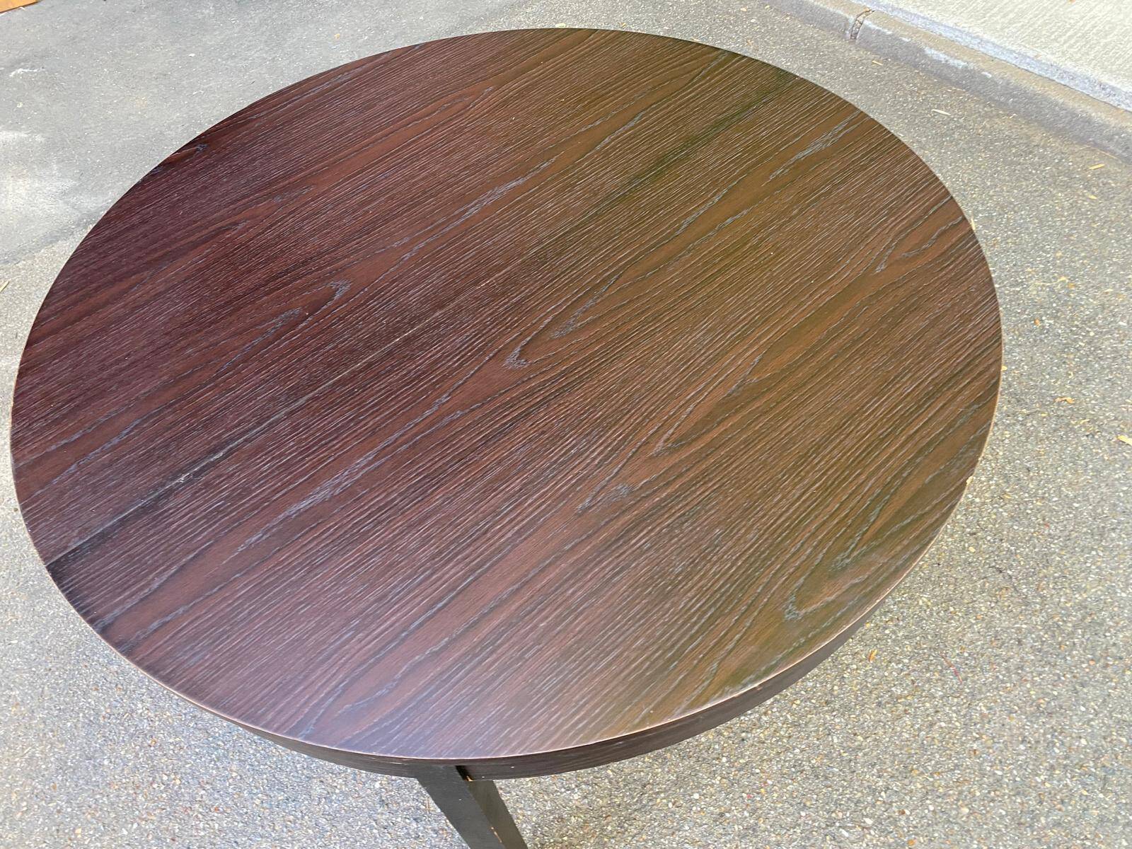Contemporary round extendable Scandinavian dining table in wenge 1990