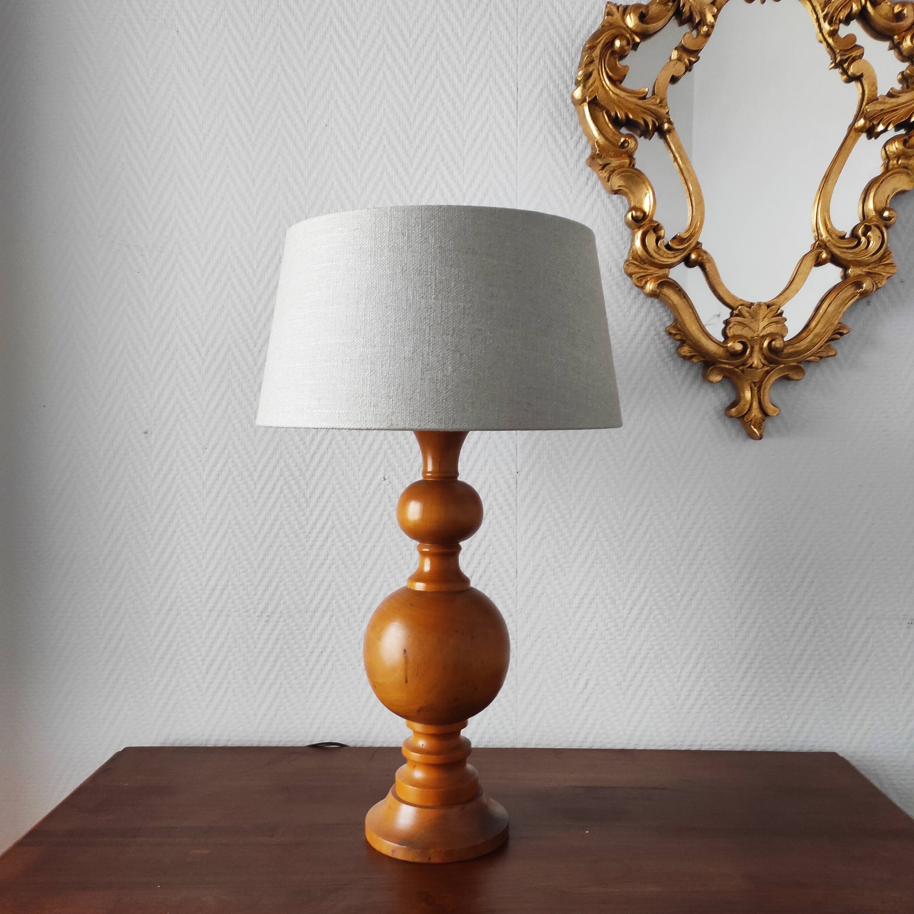 Vintage turned wooden living room lamp