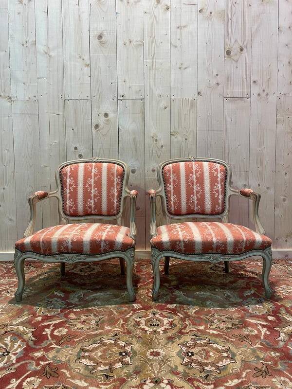 Pair of Louis XV style cabriolet armchairs