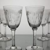 6 verres à vin en cristal de Baccarat modèle Molière