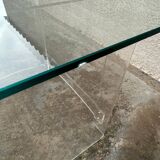 Desk glass top and vintage plexiglass foot
