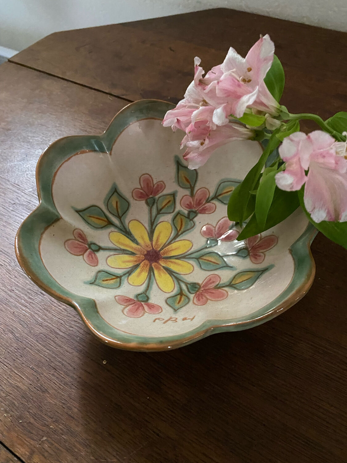 Enamelled dish signed Paul Bay.