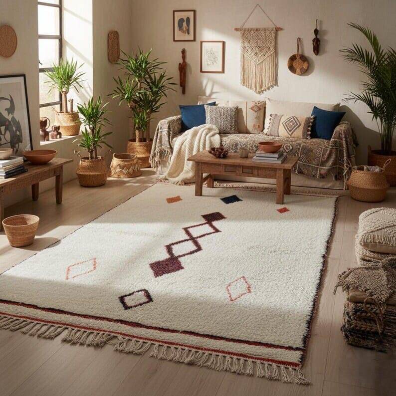 Handmade Berber rug from Oued Zem, size 160 x 240 cm