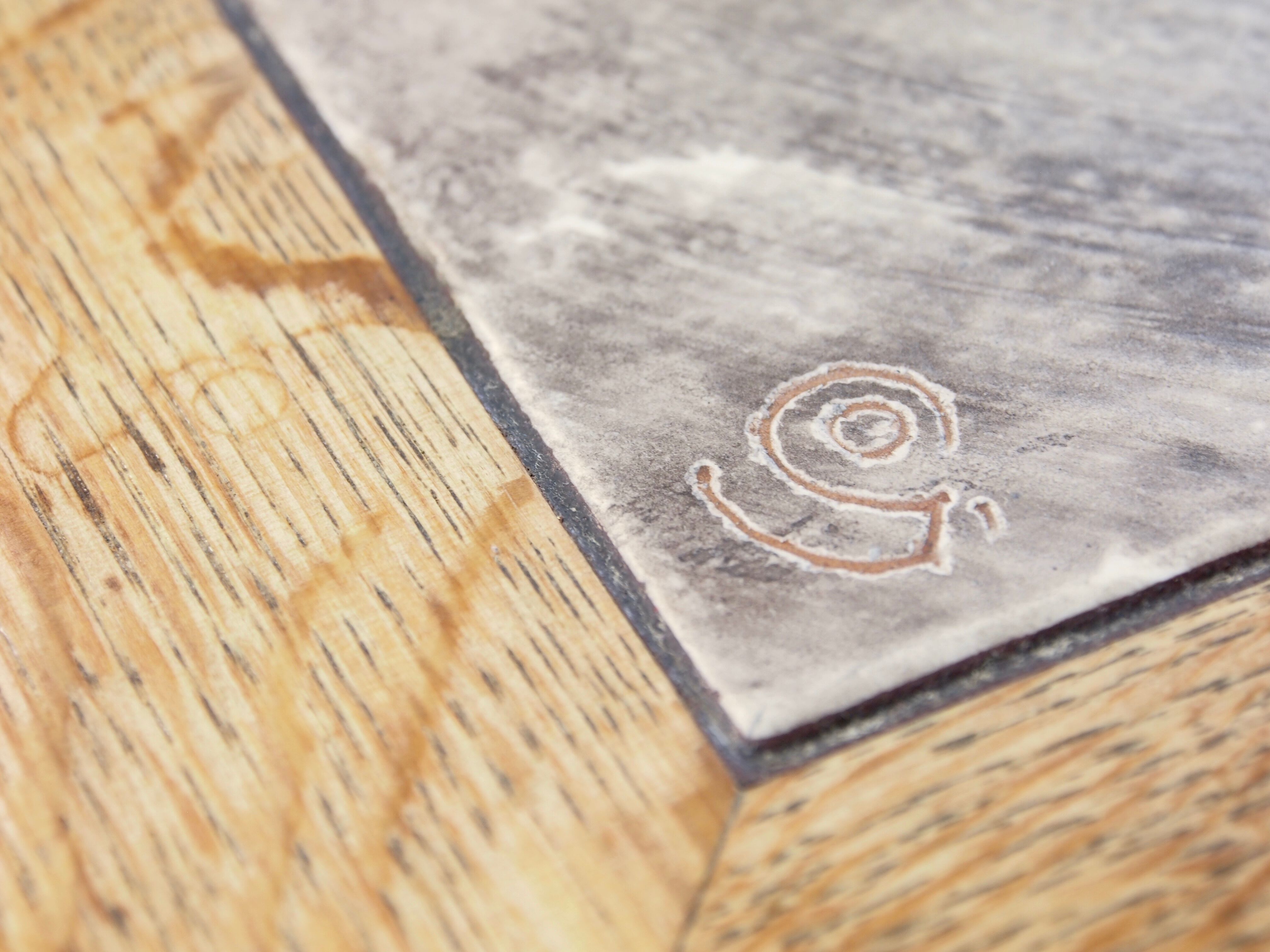 Gangso Scandinavian brutalen coffee table with Poul H. Poulsen Ceramic tiles