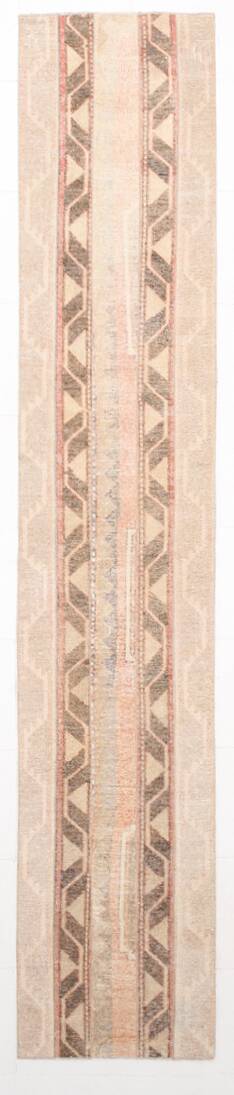 Turkish Pale Red & Cream Vintage Runner Rug, 71x378Cm
