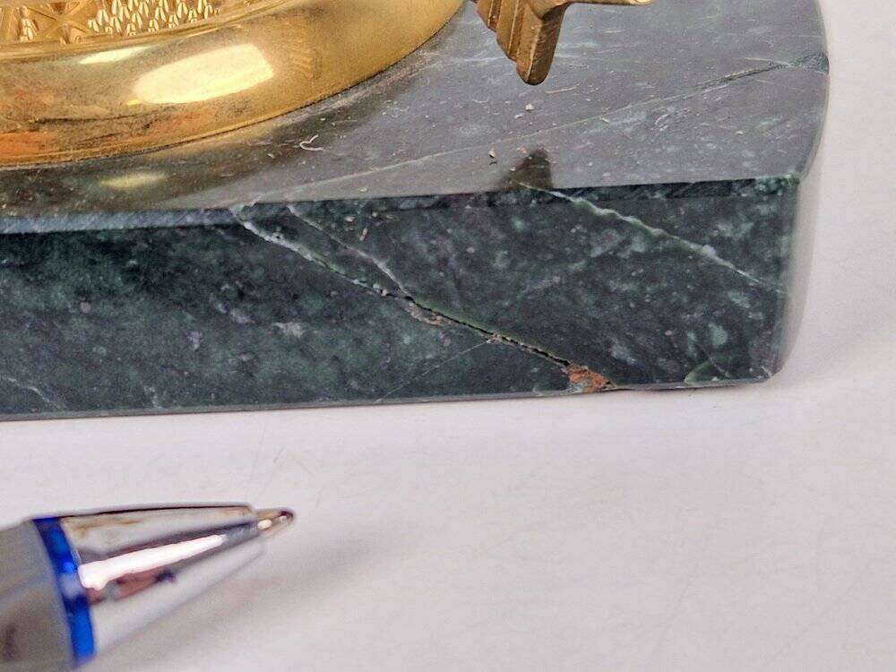 Nautical Brass & Marble Sundial Bookends, Set of 2