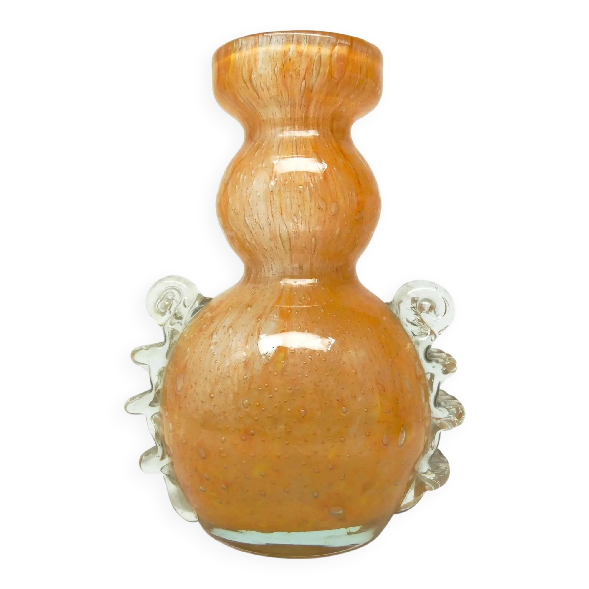 Postmodernism vase, orange glass, Łysa Góra Glassworks, Poland, 1970s