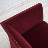 1970s, Danish 2-seater sofa, cherry-red furniture velour.