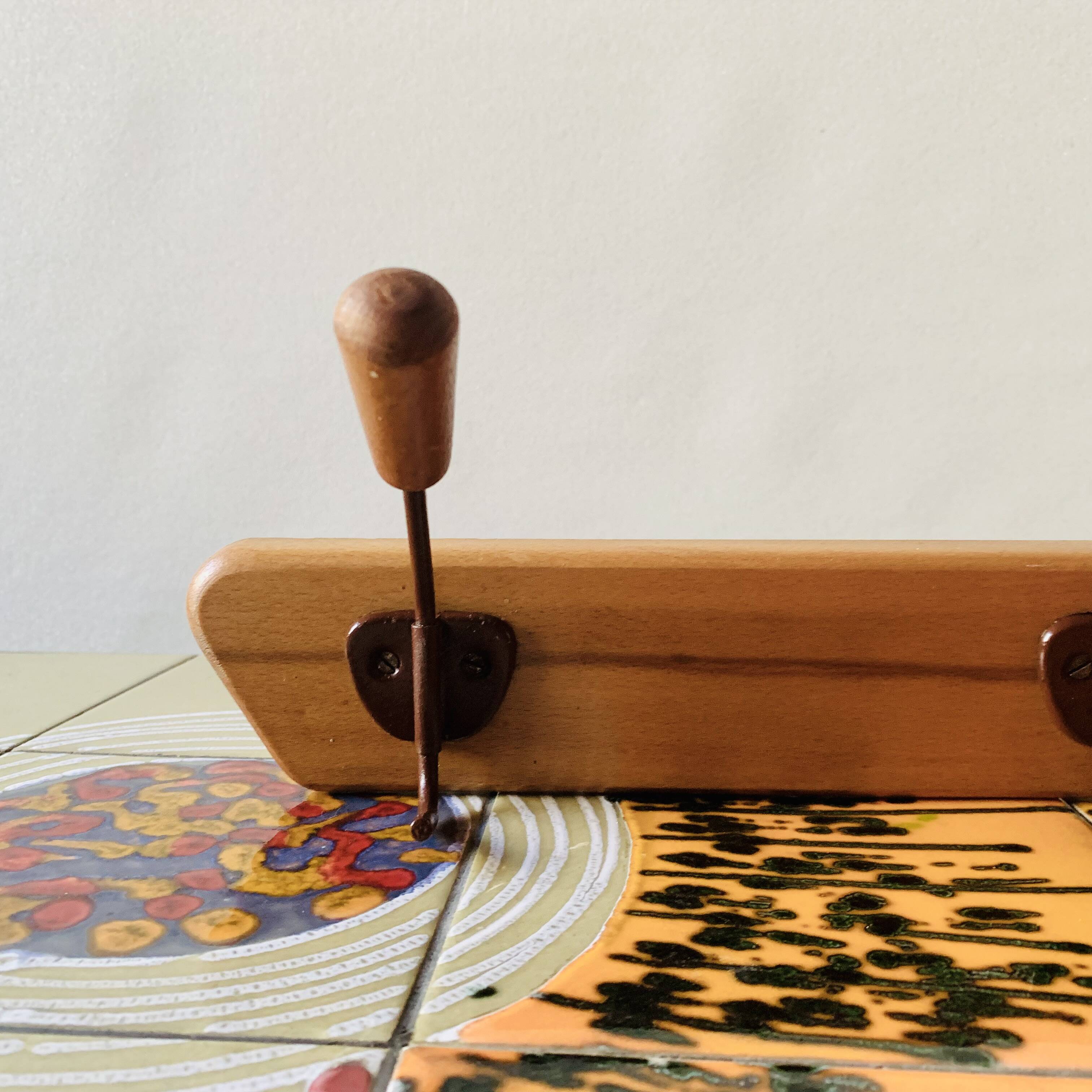 Vintage wall coat rack - 3 hooks