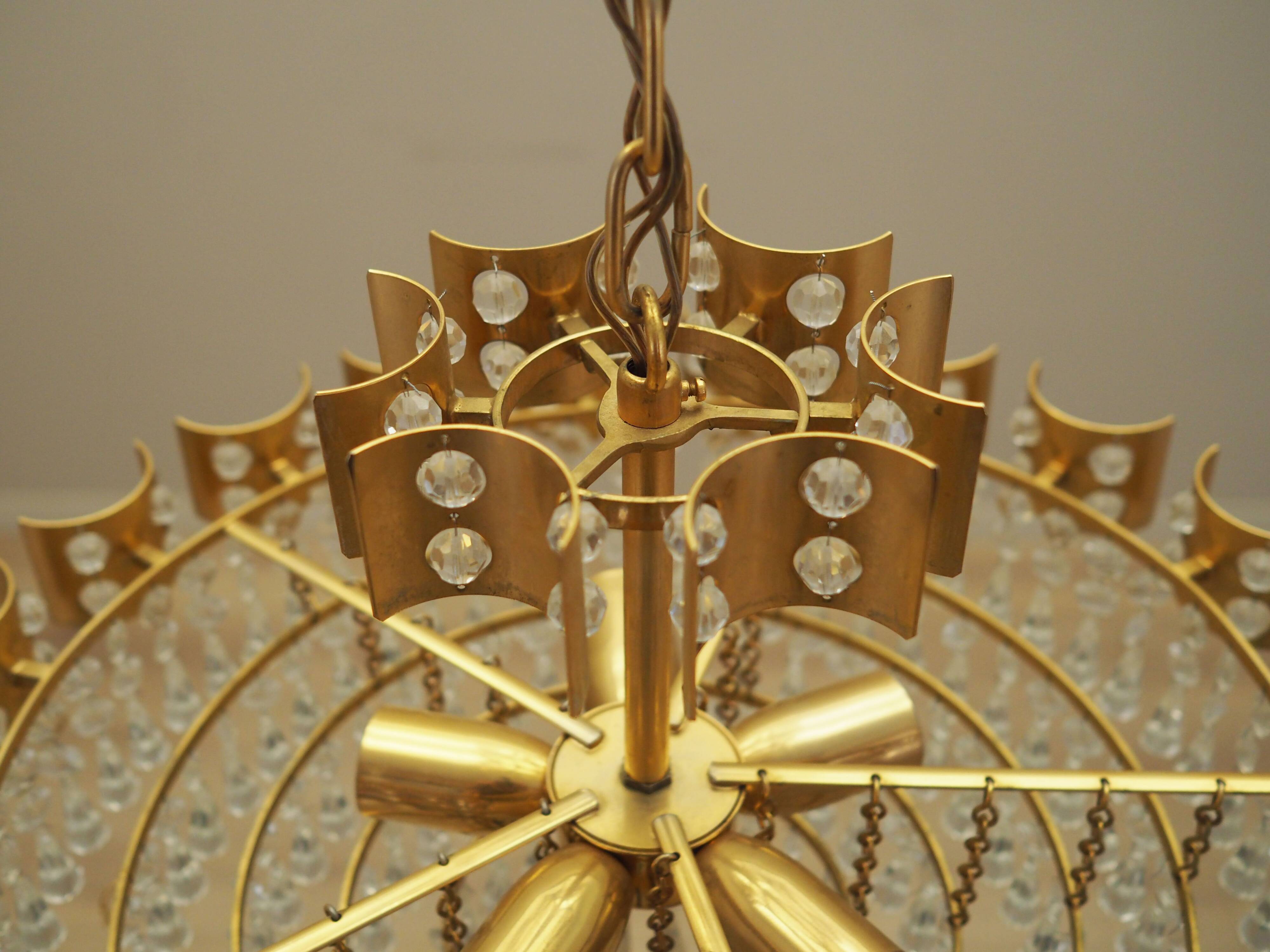Brass chandelier, Danish design, 1970s, produced in Denmark