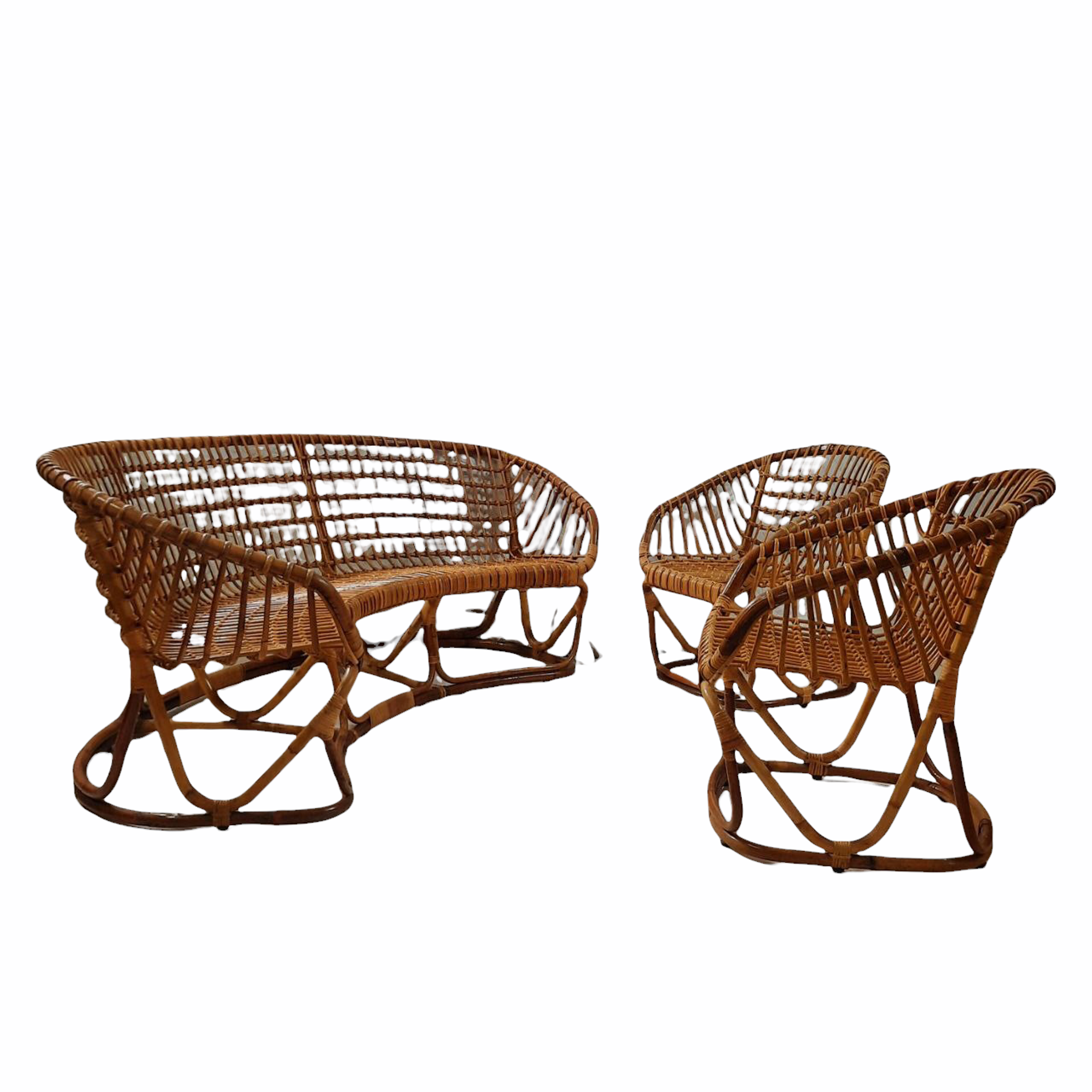 Living room - sofa, pair of armchairs - bamboo
