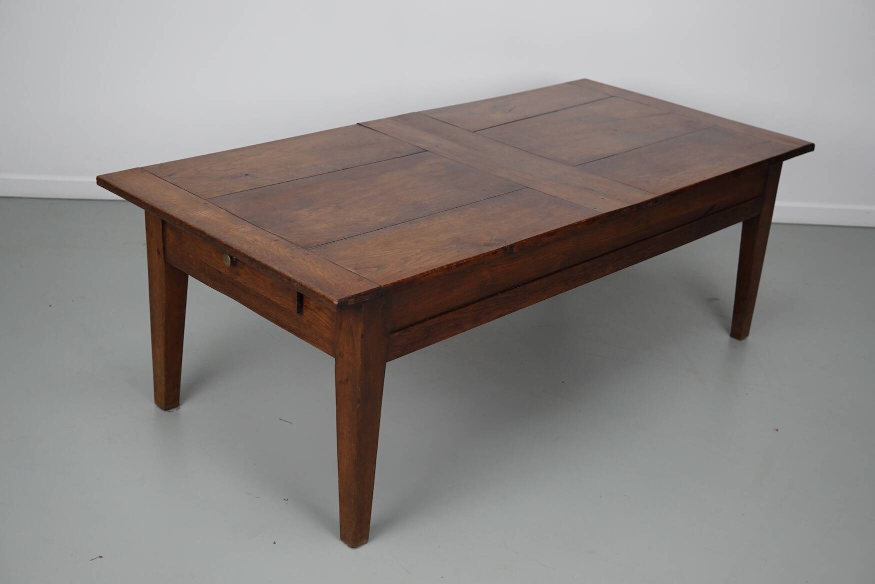 French Early 20th Century Farmhouse Rustic Oak Coffee Table
